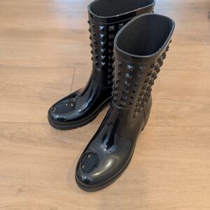 Valentino Garavani Black Studded Rain Boots